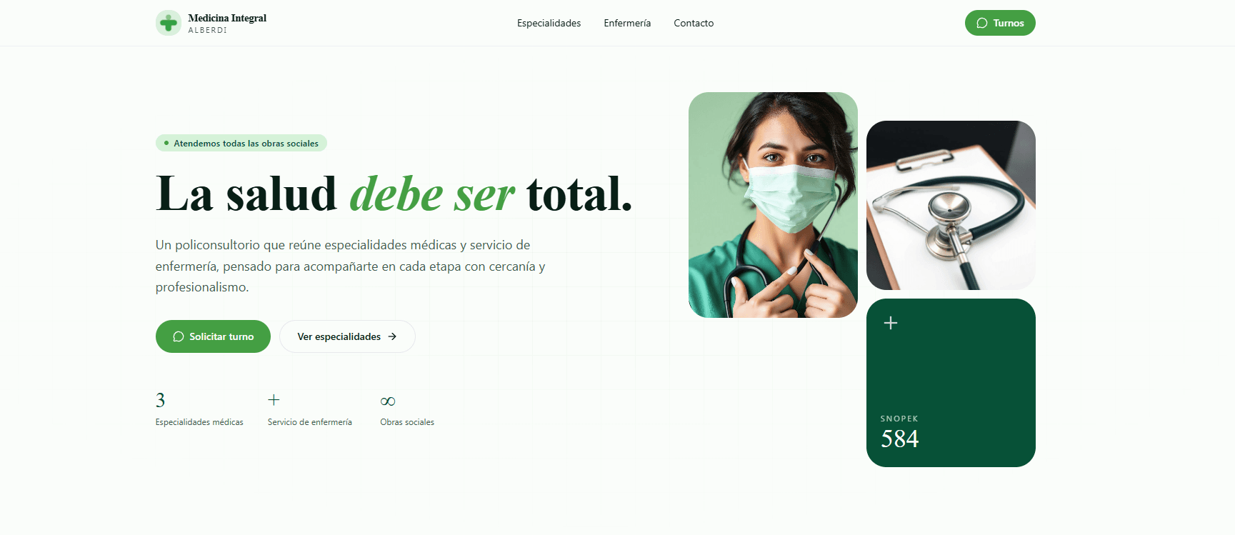 Captura de pantalla del sitio de Medicina Integral Alberdi